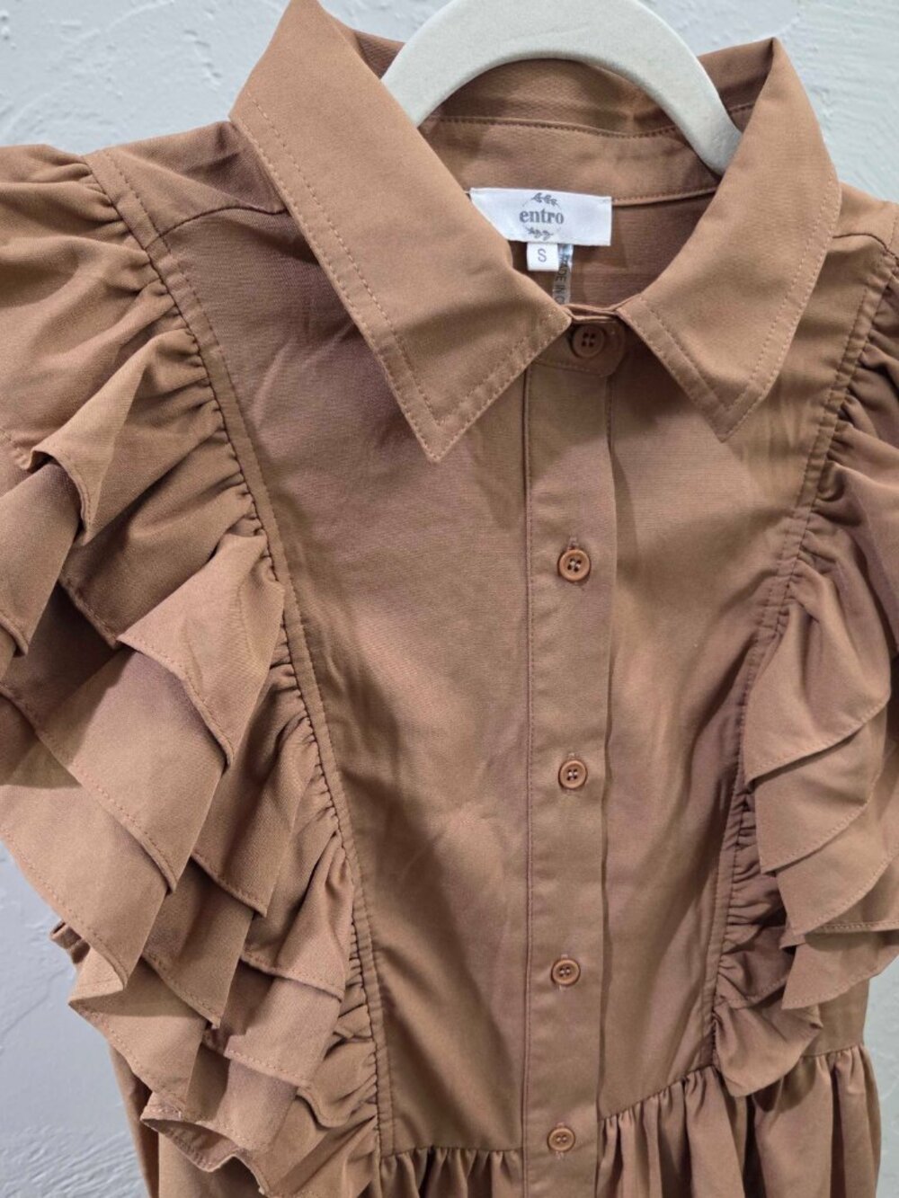Entro Collared‎ Ruffled Button Down Dress - Picture 3 of 3